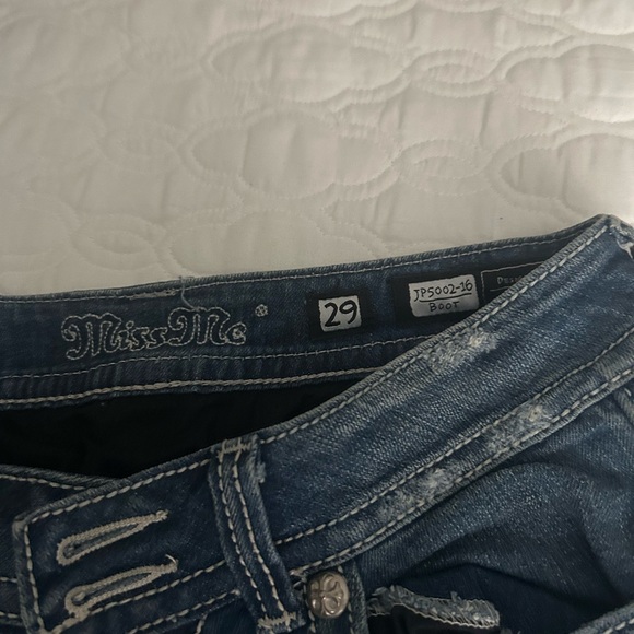 Miss Me Dark Blue Flare Jeans with Studded Details - Picture 4 of 4